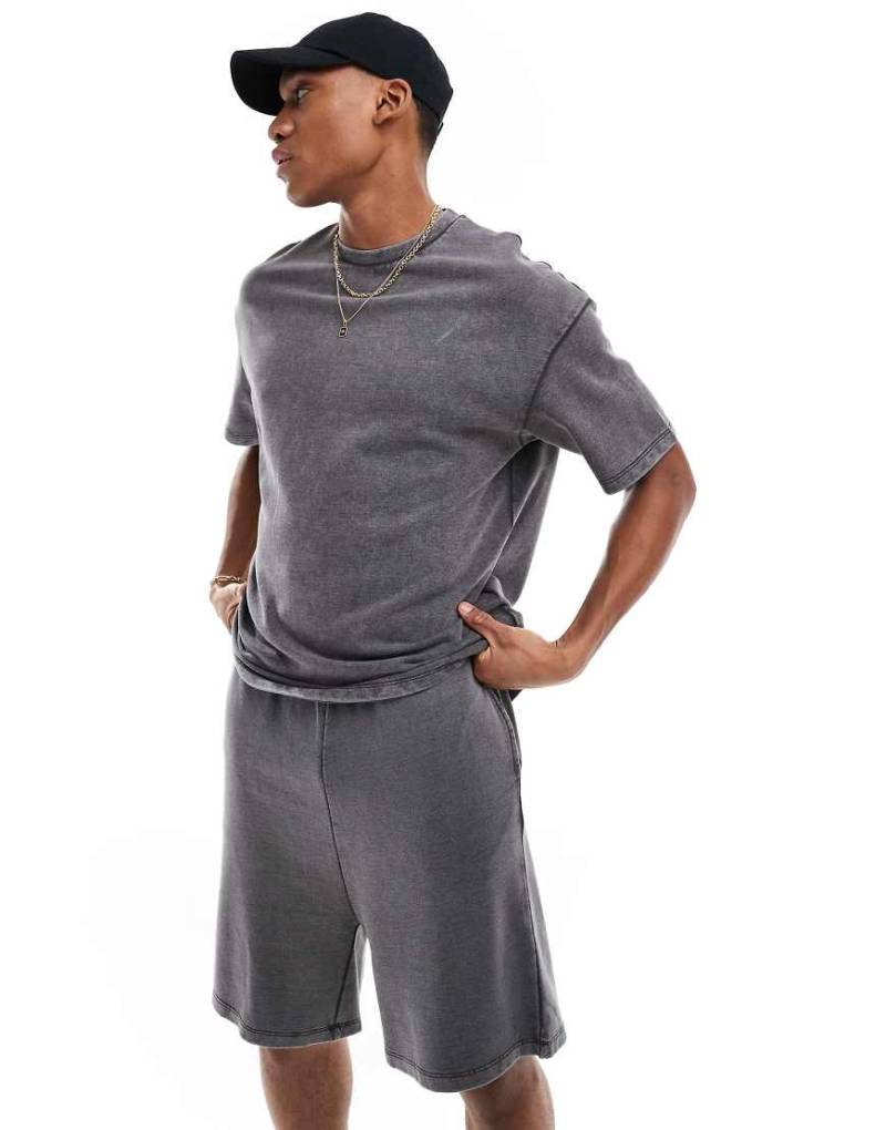 ADPT - Sweat-T-Shirt in verwaschenem Grau mit Oversize-Passform, Kombiteil von ADPT