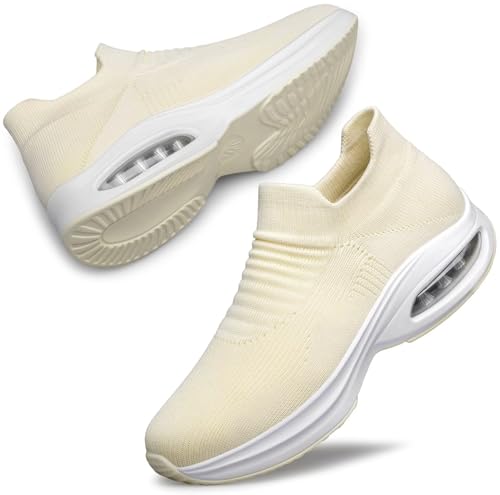 ADQ Slip On Sneakers Walkingschuhe Damen Turnschuhe mit Luftpolster Weiches Leichtes Sneakers mit Atmungsaktives Mesh von ADQ