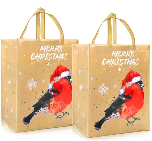 Weihnachtstaschen: Große Weihnachtstaschen mit Vogelgriff, Vliesstoff, Geschenktasche, ADQUATOR Xmas Einkaufstasche für Urlaubsparty, 2 Stück Weihnachtstaschen: Große Weihnachtstaschen mit Vogelgriff, Vliesstoff, Geschenktasche, ADQUATOR Xmas Einkaufstasche für Urlaubsparty, 2 Stück von ADQUATOR