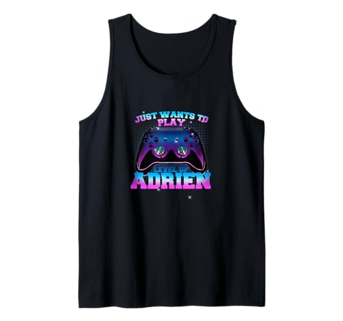 Herren ADRIEN - LEVEL UP mit Controller: WILL NUR SPIELEN Tank Top von ADRIEN Sohn Enkel Geburtstag Geschenkideen