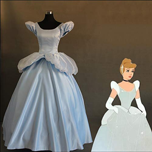 1: 1 Deluxe Adult Cinderella Dress Light Blue Damen Prinzessin Fancy Costume Cinderella Stage Bubble Kleid akzeptieren Sonderanfertigungen L Cinderella von ADTEMP