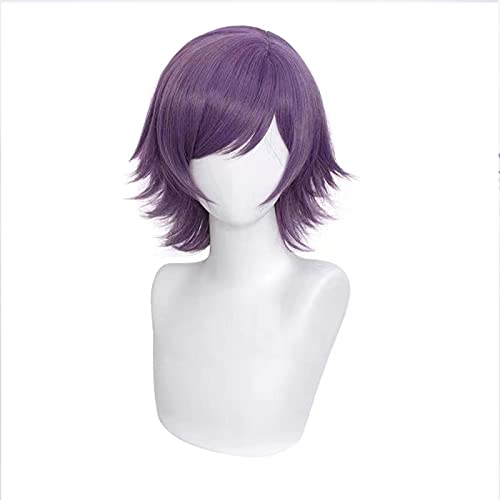 Akudama Drive Courier Cosplay 32 cm Kurze Perücke lila graue Perücke Cosplay Anime Cosplay Perücken Hitzebeständige synthetische Perücken Halloween von ADTEMP