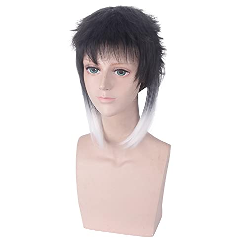 Anime Bungo Streune Hunde Ryunosuke Akutagawa Perücke Schwarz Weiß Haar Cosplay Perücke Rollenspiel Halloween Haar Synthese 35 cm von ADTEMP