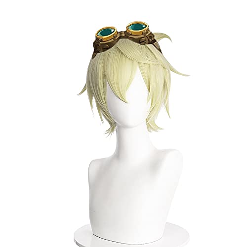 Anime Coer Wig. Bennett Perücke Game Genshin Wirkung Cosplay Goldene Kurze Hitzebeständige Synthetische Haar Pelucas Anime Kostüm Rollenspielperücken von ADTEMP