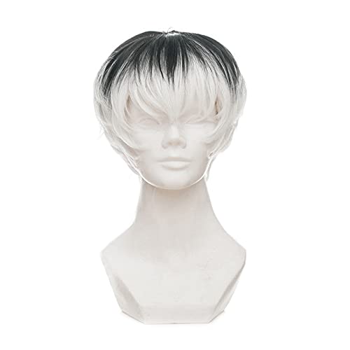 Anime Coer Wig. Tokyo Ghoul re Kaneki Ken Sasaki Haise Black White Mix Kurzheizfestes Faserhaar Pelucas Anime Cosplay Kostüm Wigs+ Perücke von ADTEMP