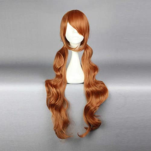 Anime Cosplay Perücke，Yurikuma Arashi Lulu Yurigasaki Perücke，Double Ponytail Brown Long Curly Perücke，Mit Kostenloser Perückenkappe，für Party Alltag Halloween Perücke Cosplay(Size:Style 2) von ADTEMP