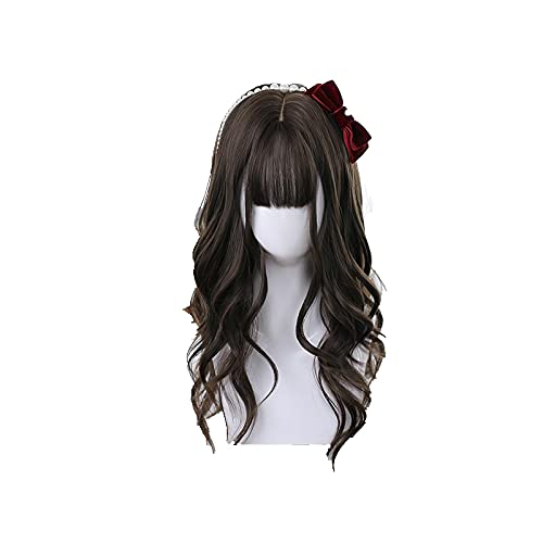 Braune Lolita Perücke Lange Harajuku Perücke lockige Haare täglich japanische große wellige Wig Anime Cosplay Perücke hitzebeständige synthetische Perücken von ADTEMP