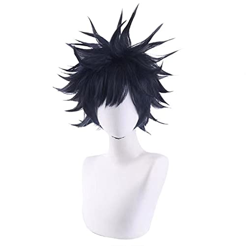 FUSHIGURO Megumi Cosplay Dunkelschwarz 35cm Perücke Jujutsu Kaisen Kurzer Hitzebeständigkeit Synthetische Haar Halloween Carnival Party Perücken von ADTEMP