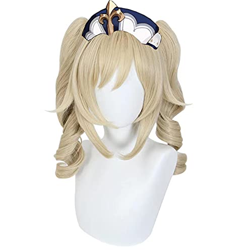 Genshin Wirkung Cosplay Blasses Blondes goldene Lange lockige Twin Ponytails Cosplay Anime Perücken Hitzebeständige synthetische Perücken Halloween von ADTEMP