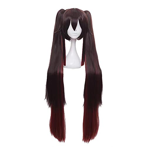 Genshin Wirkung Hutao Cosplay Frauen 110cm Lange Perücke Braune Perücke Cosplay Halloween Hitzebeständige synthetische Perücken Anime Cosplay Perücken von ADTEMP