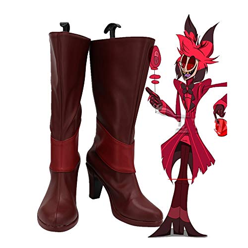 Hazbin Cosplay Hotel Alastor Cosplay Stiefel Lederschuhe mit hohen Absätzen Alastor Rote Stiefel Sonderanfertigung 38 Herrengröße von ADTEMP