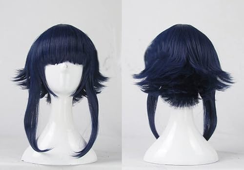 Hyuga Hinata Cosplay Perücken Hochtemperaturfaser Kunsthaar Schwarz und Blau Kurzhaar + kostenlose Perückenkappe von ADTEMP