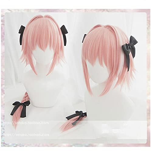 Japanisches Anime-Schicksal/Apocrypha Astolfo Cosplay Perücken Halloween Party Bühne Lange Rosa Haarschleifen Schicksal Apocrypha Astolfo Perücken Kappe wie abgebildet von ADTEMP