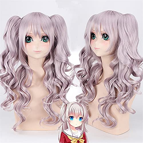 Wig for Anime Charlotte Tomori Nao Perücke Double Curly Pferdeschwanz Kostüm Halloween Anime Unisex Cosplay + Gratis Perückenkappe von ADTEMP