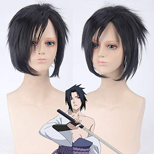 Wig for Carnival Nightlife CluI Party Dress Up Wig Cosplay Wig Uchiha Sasuke Black Raging Anime Wig 091 von ADTEMP