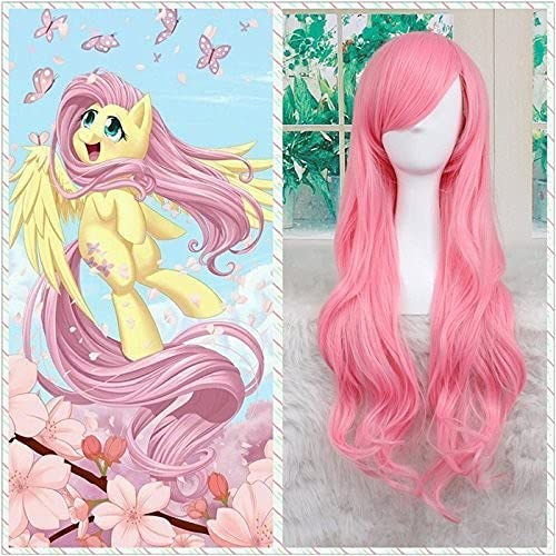 Wig for My Little Pony Fluttershy Perücke Halloween Rosa Perücke Party Cosplay Perücke Fluttershy Kostüm + Perückenkappe My Little Pony wie auf dem Bild von ADTEMP