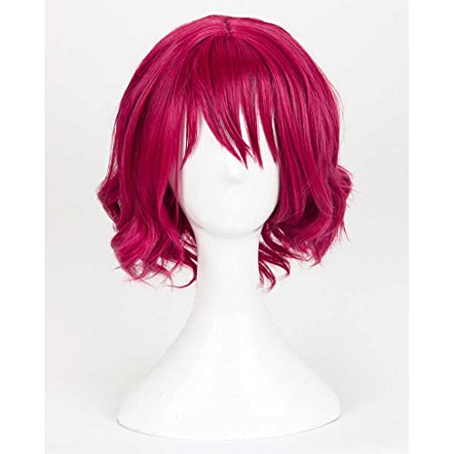 XHSDOZD Anime Cosplay Perücke，Akatsuki No Yona Yona Perücke，Rose Pink Curly Short Perücke，Mit Kostenloser Perückenkappe，für Party Alltag Halloween Perücke Cosplay von ADTEMP