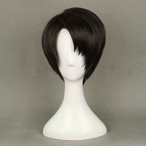 gelten für Attack on Titan Levi Ackerman Cosplay Wig Black Short Hair Rivai Ackerman Role Play Wigs for Halloween + Wig Cap von ADTEMP