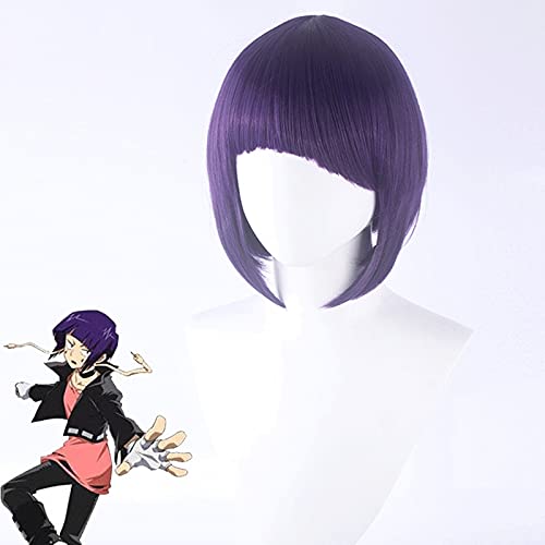 gelten für My Hero Academy Kyoka Jiro Anime Short Straight Bob Lila Synthetische Cosplay-Perücke für Rollenspiele Halloween-Party-Kostüm von ADTEMP