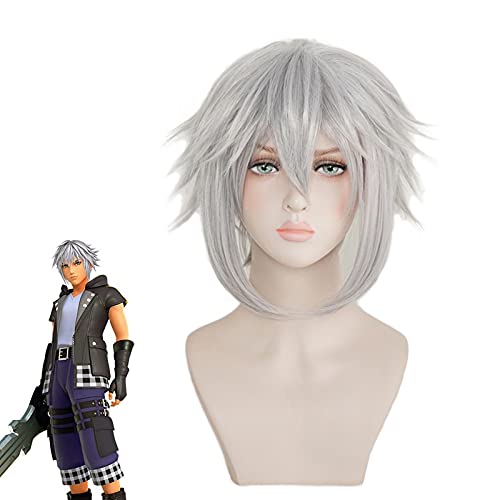 gelten für Spiel III Riku Perücke Cosplay graues kurzes Haar hitzebeständiges synthetisches Haar Party Cosplay Kostüm Perücken + kostenlose Perückenkappe von ADTEMP