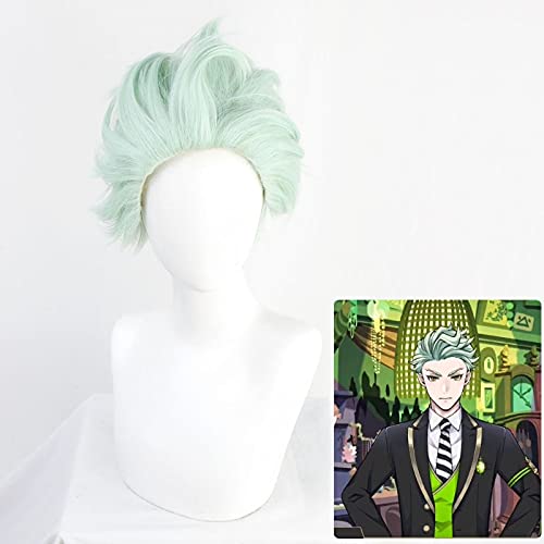 gelten für Twisted-Wonderland Sebek Perücken Cosplay Kostüm hellgrüne kurze hitzebeständige Kunsthaarperücke Pelucas + kostenloses Haarnetz von ADTEMP
