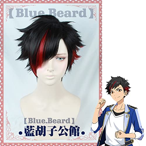 gilt für Anime Nagumo Tetora Cosplay Perücke Ensemble Stars Schwarz Rot Kurz Hochtemperaturfaserhaar Halloween Party Kostüm Rollenspiel Perücke von ADTEMP