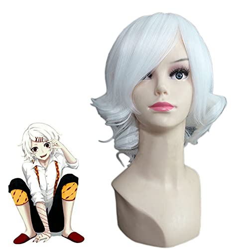 gilt für Tokyo Ghoul JUZO SUZUYA REI Perücke Cosplay Kostüm Damen Weiß Kurze Hitzebeständige Kunsthaar Halloween Party Rollenspiel Perücken von ADTEMP