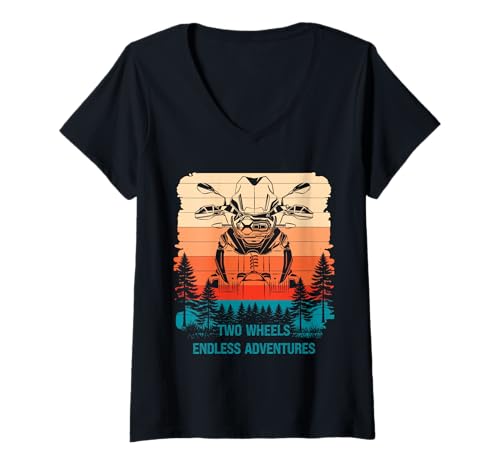 Damen Endlose Abenteuer auf Zwei Rädern ADV Biker Beemer GS Edition T-Shirt mit V-Ausschnitt von ADV Funny Motorbike Saying Moto Biker GS Adventure