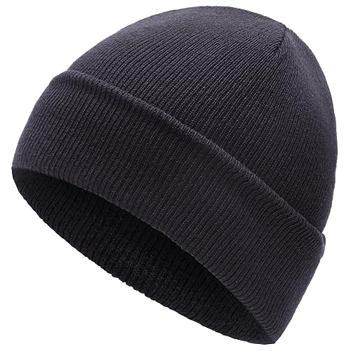 ADVRESF Beanie Mütze für Herren Skull-caps Unisex Knit Cuffed Beanie Hats Damen Dunkelgrau von ADVRESF