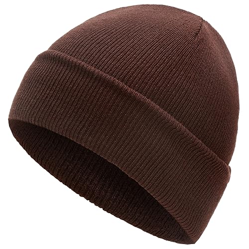 ADVRESF Beanie Mütze für Herren Skull-caps Unisex Knit Cuffed Beanie Hats Damen Kaffee von ADVRESF