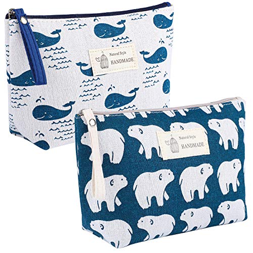 ADXCO Kosmetiktasche aus Segeltuch, multifunktionaler Stifthalter, tragbar, Reise-Make-up-Tasche für Mädchen, Frauen, Studenten, Federmäppchen, Wal, Eisbär, 2 Stück ADXCO Kosmetiktasche aus Segeltuch, multifunktionaler Stifthalter, tragbar, Reise-Make-up-Tasche für Mädchen, Frauen, Studenten, Federmäppchen, Wal, Eisbär, 2 Stück von ADXCO