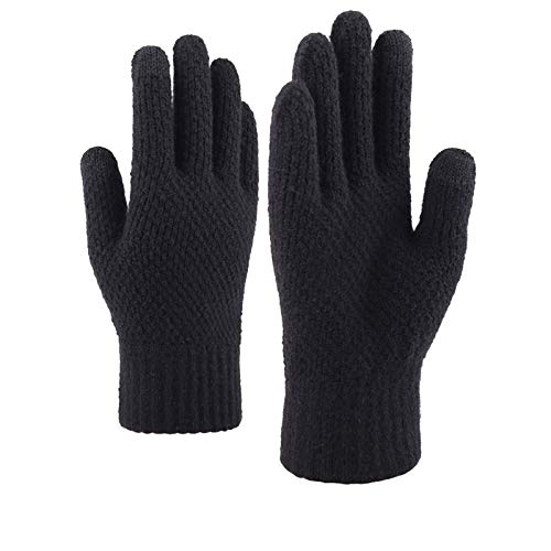ADXFWORU Herbst warm Wolle aus Strick- und Herrenhandschuhen Verdickte Winterhandschuhe Wärmehandschuhe (Black, One Size) von ADXFWORU