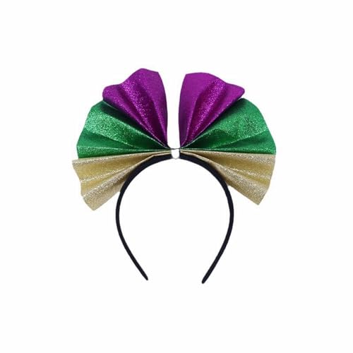 Damen-Karnevals-Stirnband, modisch und bequem, mit großer Schleife, Pailletten-Stirnband Tennisschläger Griffband (Green, One Size) von ADXFWORU