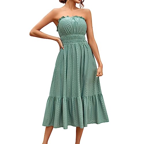 Damen Kleid Freizeitkleid Strandkleider Leichte Blumenmuster Strandkleider A-Linie T-Shirt Kleid Tank Trägerkleid Damen Atmungsaktiv Strand Spaghettiträger Kleider Festkleider für Damen von ADXFWORU