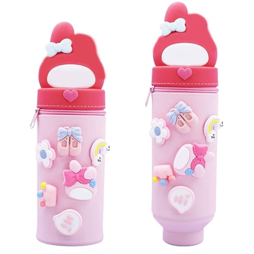 ADYEKSD Silikon Federtasche Kawaii Federmäppchen 2-in-1 weichem Silikon Stifthalter Tischstifthalter Schulmäppchen für Mädchen Teen Geschenk von ADYEKSD