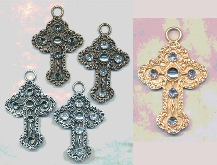 3 "Großes Gusskreuz Mit Vintage Strasssteinen 1 Pro Bestellung von ADadornments