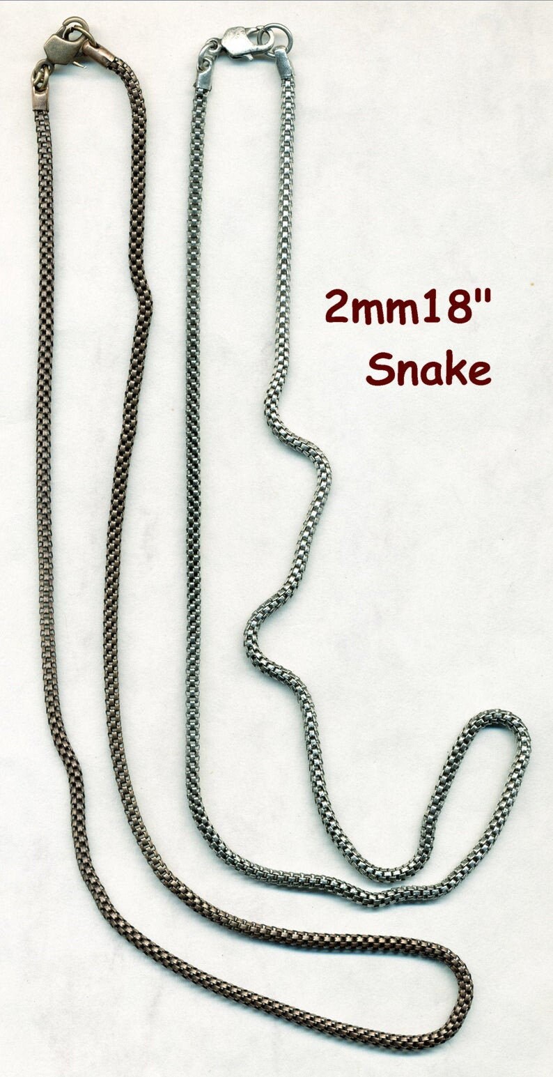 Vintage Schlangen/Slinky Kette Halsketten, Ant. Bronze Oder Ameise. Silber 17", 24" 34" 2mm, 4mm von ADadornments