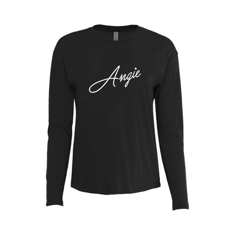 Benutzerdefinierte Text Jede Farbe Entspanntes Bequemes Langarm-T-Shirt - Auswählen Personalisiertes T-Shirt Damen Leichtes Langes Schaufel Geschenk von ADashofChic