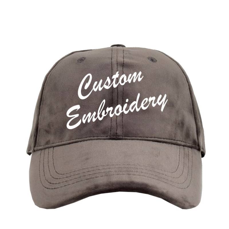 Benutzerdefinierter Text Bestickt Taupe Samt Dad Hat-Personalisierte Hat Einstellbar-Dunkelgrau Lässige Feine Solide Baseballmütze-Geschenk Für Sie von ADashofChic