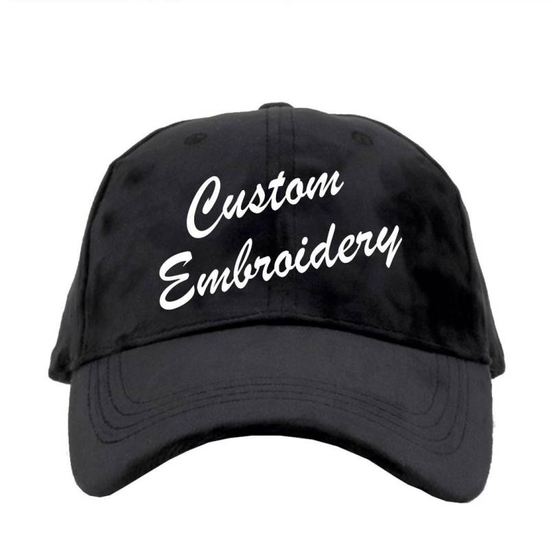 Benutzerdefinierter Text Bestickter Schwarzer Samt-Dad-Hut-Personalisierter Dad-Hut Verstellbar-Schwarzer Lässiger Feiner Samt-Feste Baseballmütze von ADashofChic