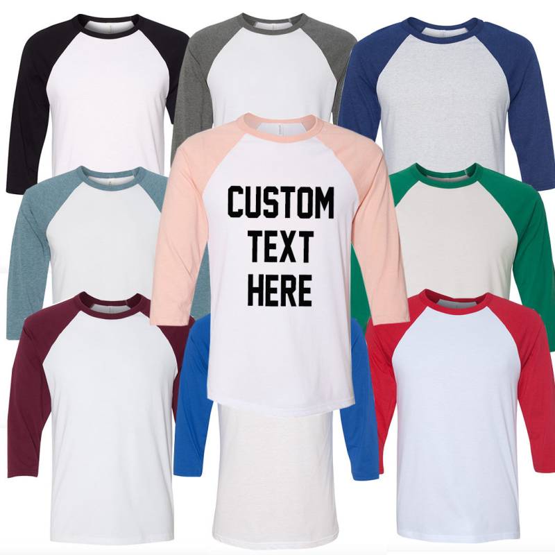 Benutzerdefinierter Text Unisex Beliebige Farbe Weiß Bequemer Rundhalsausschnitt Raglan Spieltag T-Shirt - Auswählen Und Baseball Personalisieren von ADashofChic