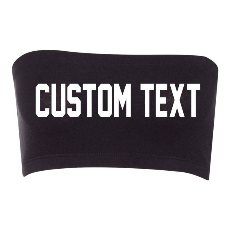Custom Text Schwarzer Bandeau-Bh - Komfortables Sportliches Schwarz Wählen Sie Text Bandeau Personalisieren Schwarzen Bh Damen Baumwolle Spandex von ADashofChic