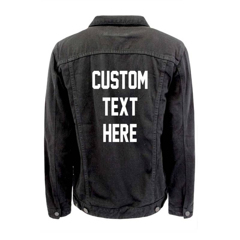 Herren Benutzerdefinierte Text Schwarze Jeansjacke Vintage Inspirierte Distressed Oberbekleidung Jacke - Custom Trendy Spruch von ADashofChic