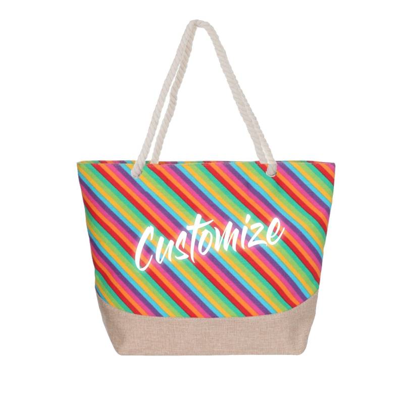 Personalisierter Text Bunte Regenbogen Natur Canvas Strand Tasche - Mehrfarbige Tote Beach Tasche-Personalisierte Gay Pride Totes Urlaub Custom Bag von ADashofChic