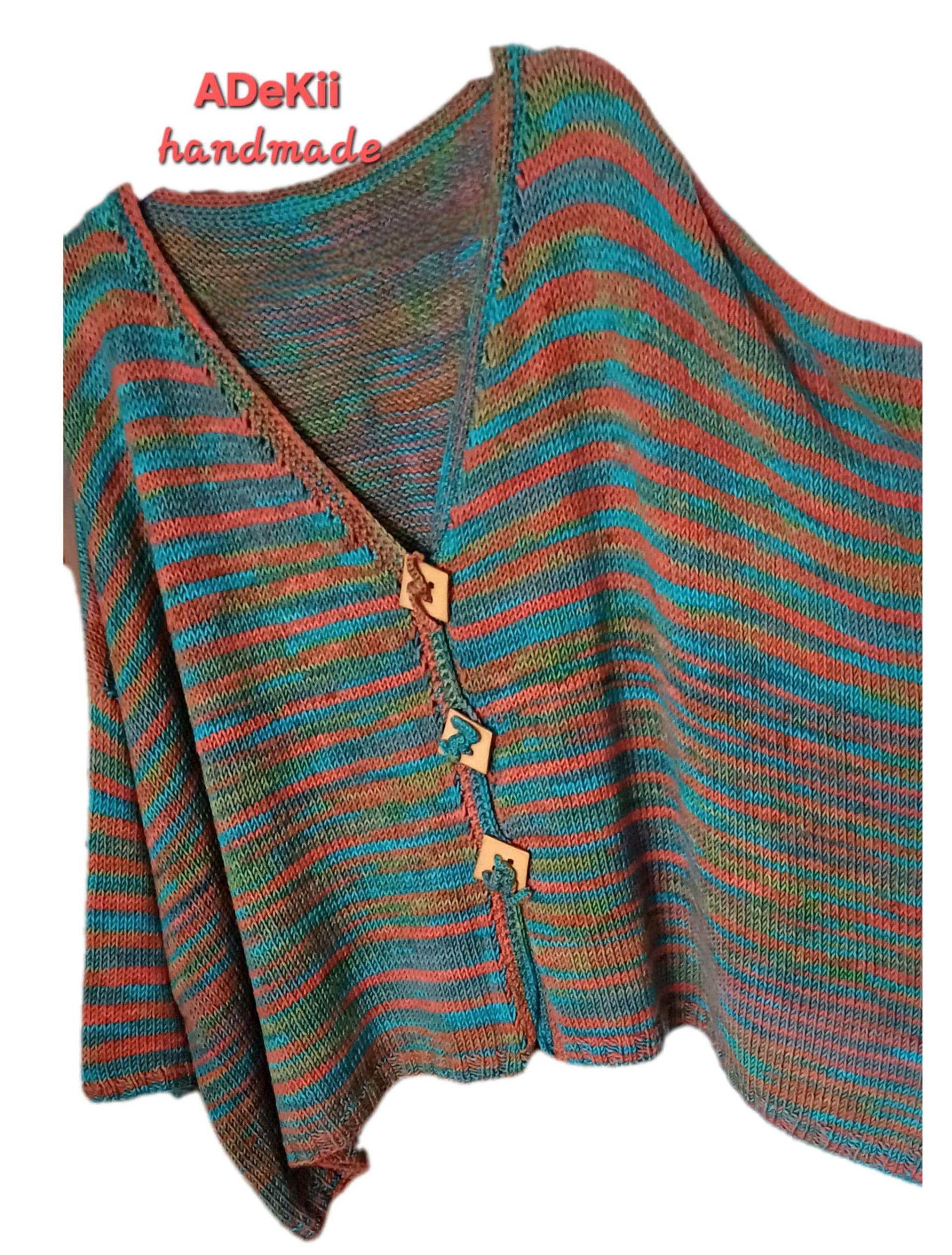 strickjacke Cardigan Merinowolle Handgestrickt Plus Size Oversized Lagenlook Weich Und Leicht in Leuchtenden Farben Hummer Oliv Petrol von ADeKii