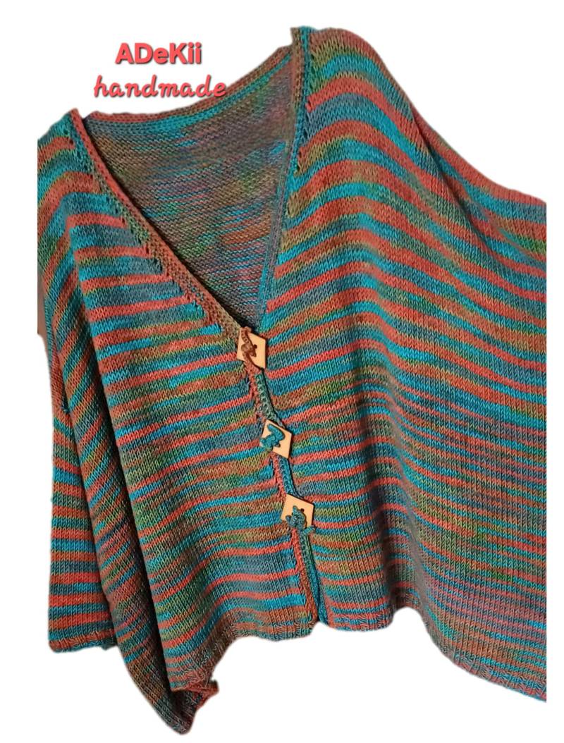 strickjacke Cardigan Merinowolle Handgestrickt Plus Size Oversized Lagenlook Weich Und Leicht in Leuchtenden Farben Hummer Oliv Petrol von ADeKii