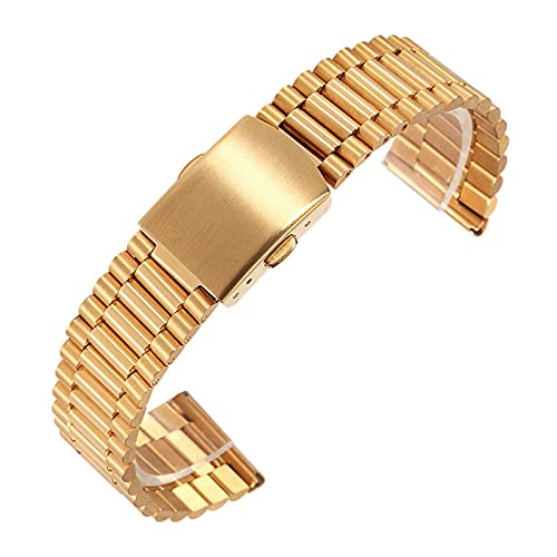 ADovz Armband 12 mm 14 mm 16 mm 18 mm 20 mm massives Edelstahl-Uhrenarmband for Herren und Damen, universelles Metall-Armband, Armband-Zubehör mit Werkzeug (Color : Gold_16mm) von ADovz