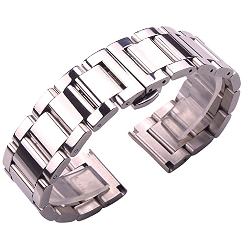 ADovz Armband Edelstahl-Uhrenarmband, silberfarbenes Metall, for Herren, 18, 20, 21, 22, 23, 24 mm, modisches Damenarmband (Color : 18mm_All Brushed) von ADovz