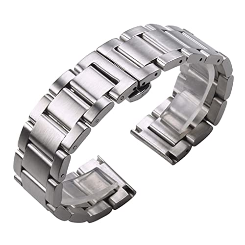 ADovz Armband Edelstahl-Uhrenarmband, silberfarbenes Metall, for Herren, 18, 20, 21, 22, 23, 24 mm, modisches Damenarmband (Color : 22mm_All Brushed) von ADovz
