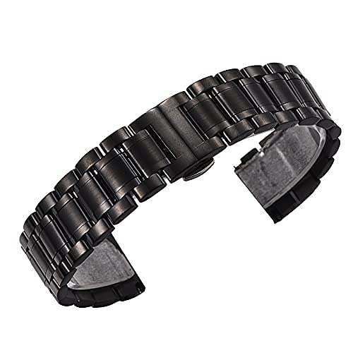 ADovz Armband Herren Damen Uhrenarmband Armband Armband Edelstahlarmband 18mm 20mm 22mm 23mm 24mm Armband (Color : 15mm_Black) von ADovz